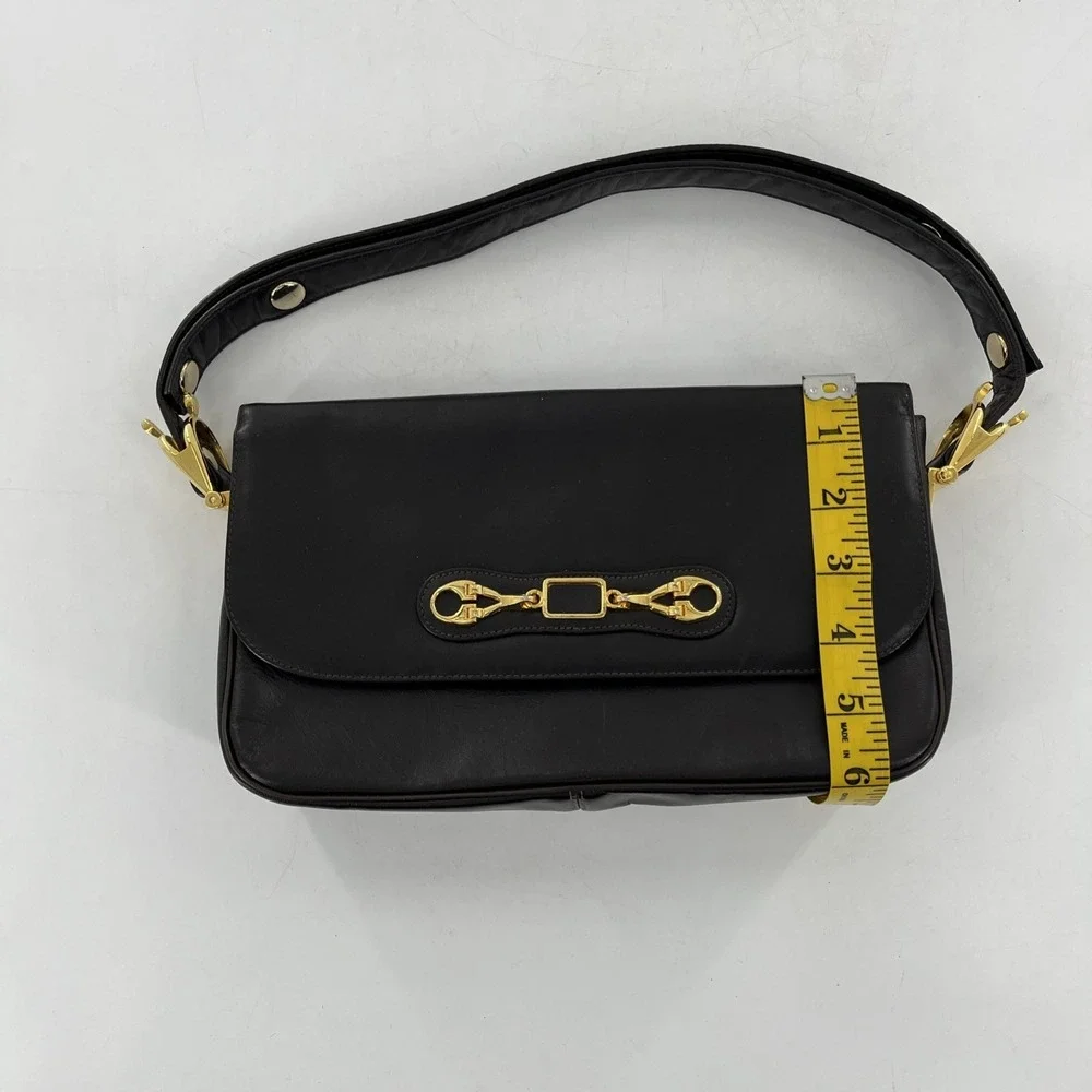 Vintage MCM Susan Gail Leather Shoulder Bag Rare Gold Spur Accents Quiet Luxury - Picture 11 of 16